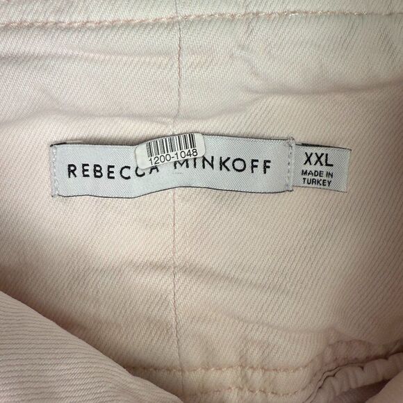 Rebecca Minkoff Callie Denim Tie Waist Mini Skirt Pale Light Pink XXL - Picture 7 of 7